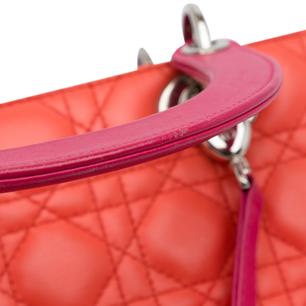 Pre-Loved Dior Medium Bicolor Lambskin Cannage Lady Dior - Picture 11 of 12